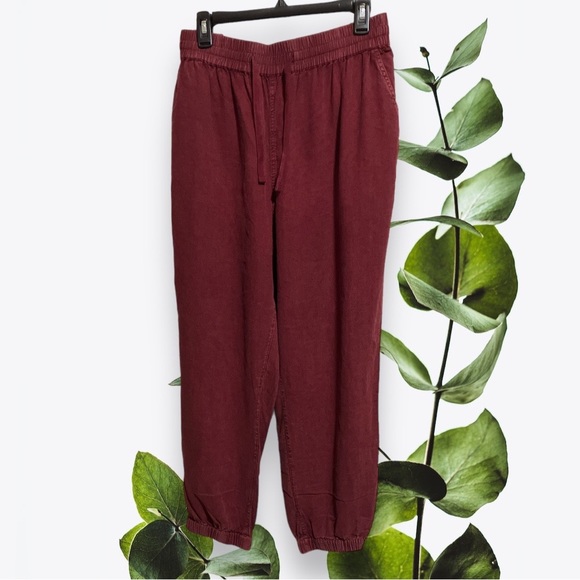 Wonderly Linen & Lyocell Joggers Plus Sz 2Xl in Burgundy - Picture 1 of 10